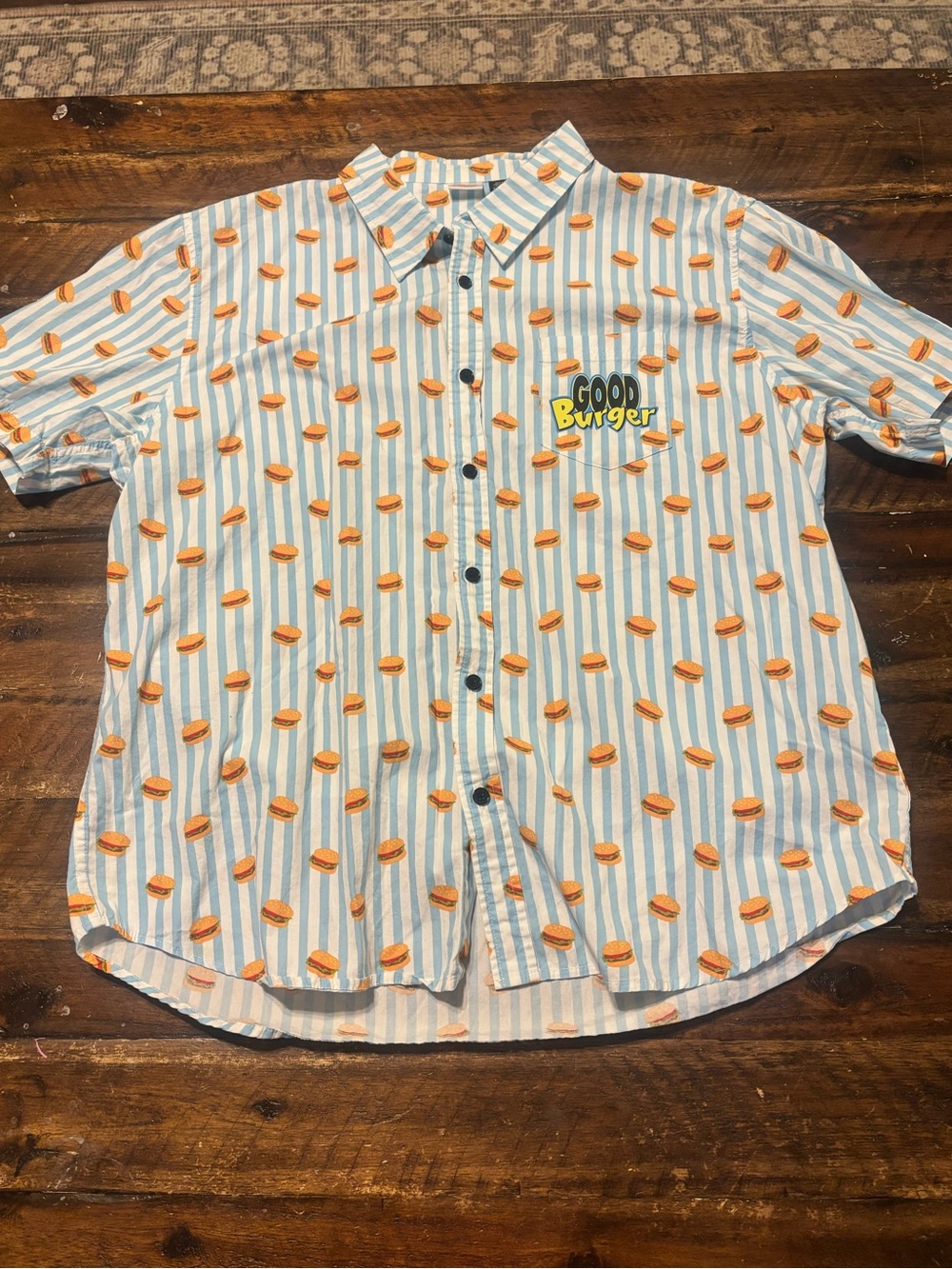 Vtg 90’s Nickelodeon Good Burger Striped Button Down Shirt XXL Cosplay Ed Specia